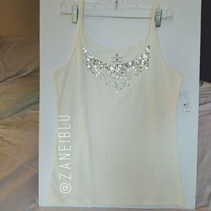 NY & Co Cream Tank with Silver Sequins